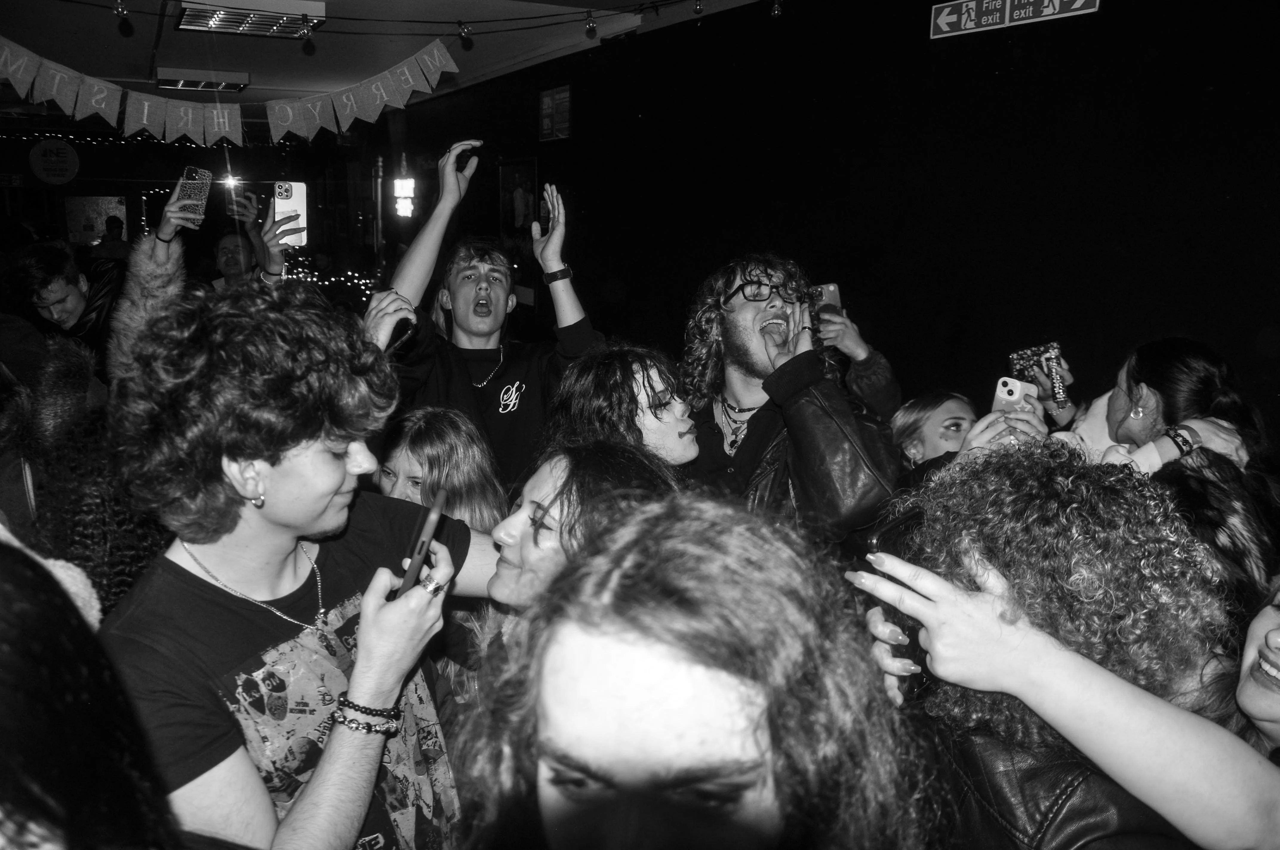 Black and white photo of the crowd at a SHDE event.